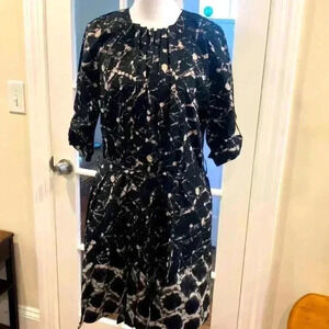 Thakoon black/white/gray shirt sleeve dress with sash